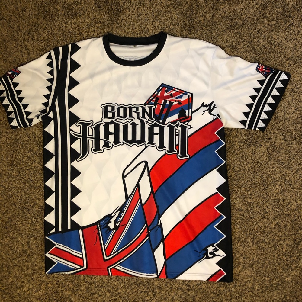 Born Hawaii Hawaiian Flag Dri Fit Shirt